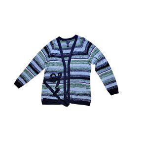 Denim & Co. Blue Meadow Brushstroke Cardigan